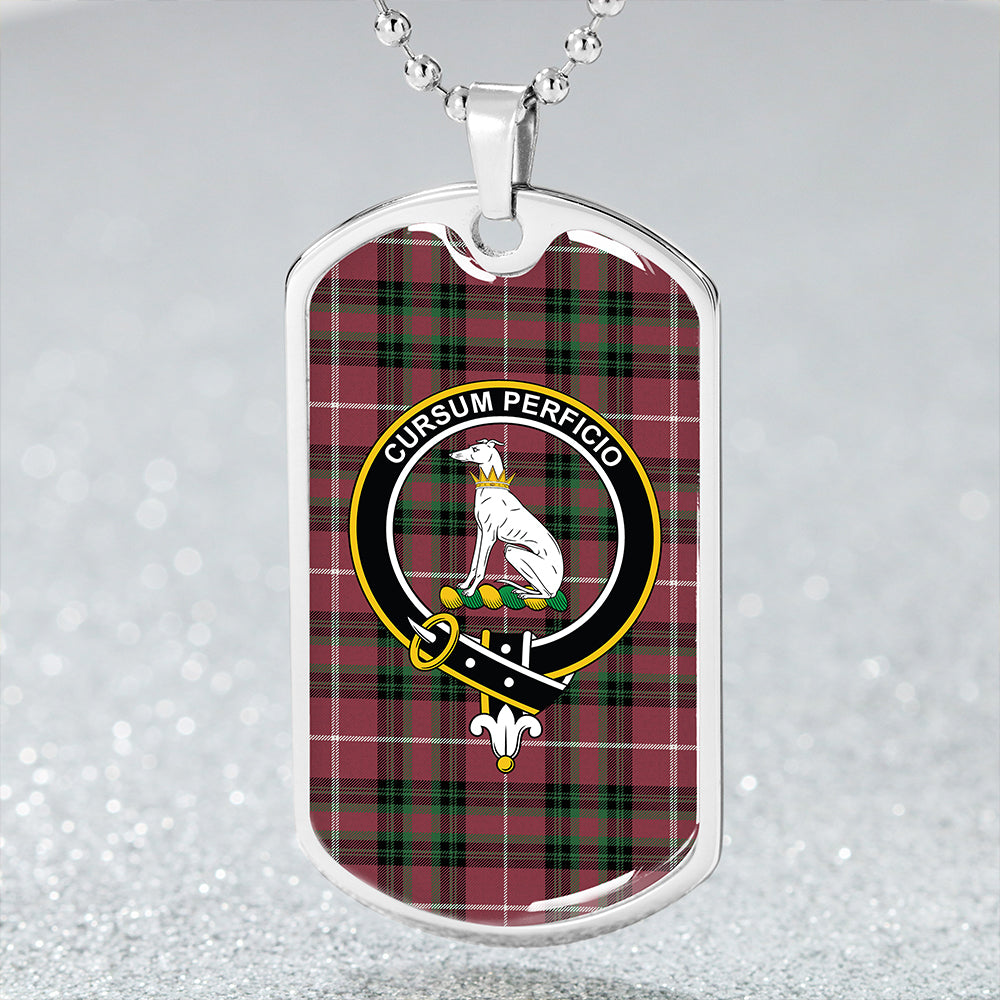 Hunter of Bute (Hunter Maroon) Ancient Clan Badge Classic Tartan Dog Tag Necklace
