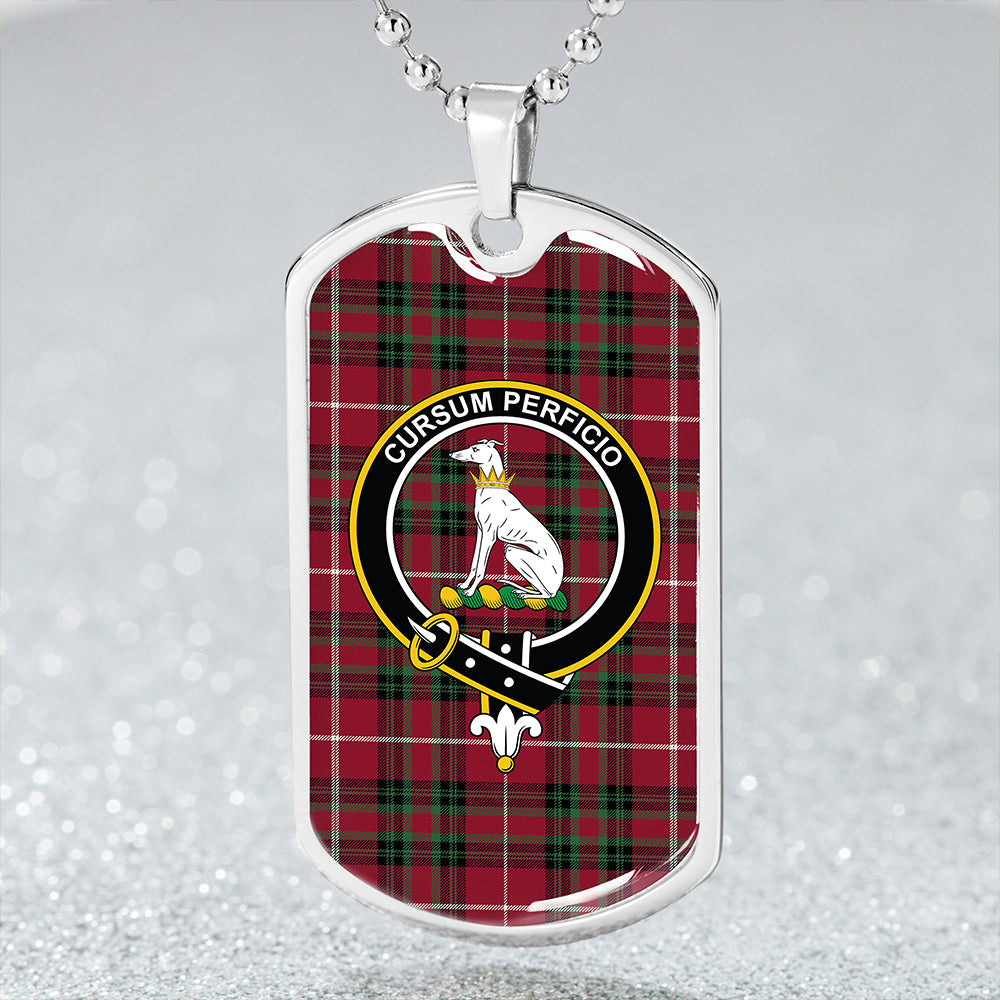 Hunter of Bute (Hunter Maroon) Modern Clan Badge Classic Tartan Dog Tag Necklace