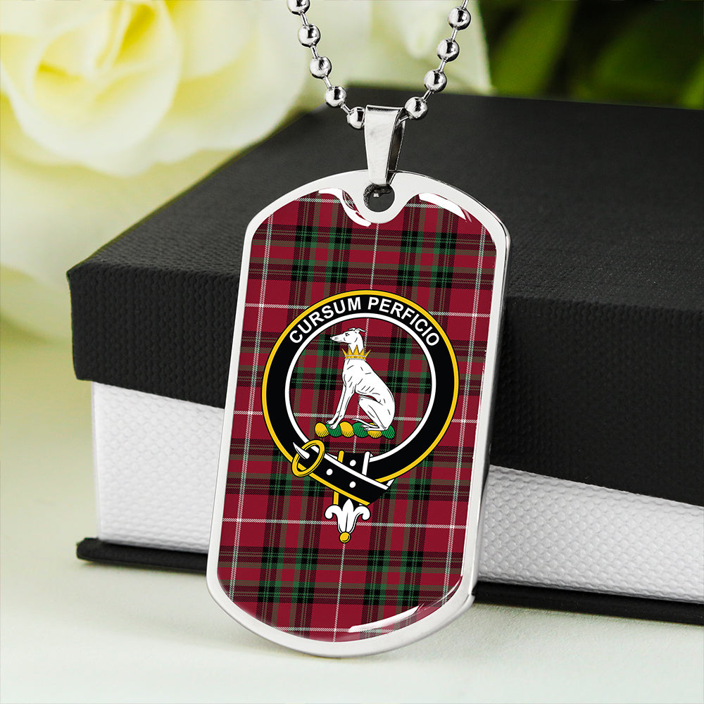 Hunter of Bute (Hunter Maroon) Modern Clan Badge Classic Tartan Dog Tag Necklace