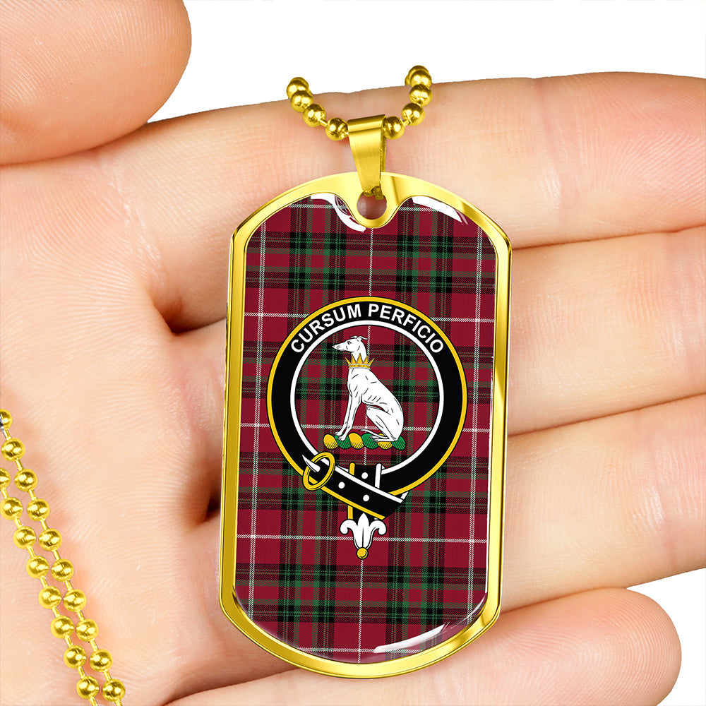 Hunter of Bute (Hunter Maroon) Modern Clan Badge Classic Tartan Dog Tag Necklace