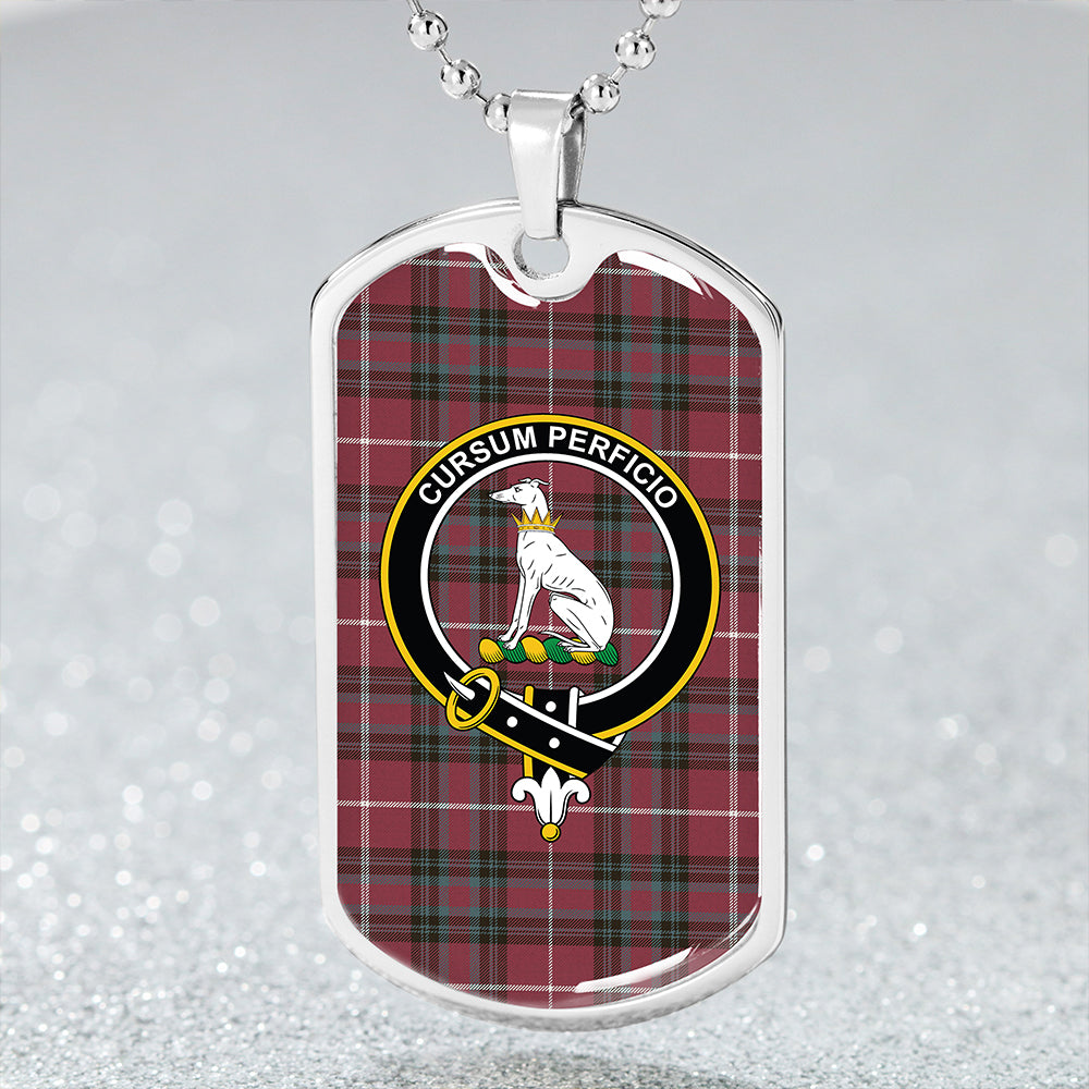 Hunter of Bute (Hunter Maroon) Weathered Clan Badge Classic Tartan Dog Tag Necklace