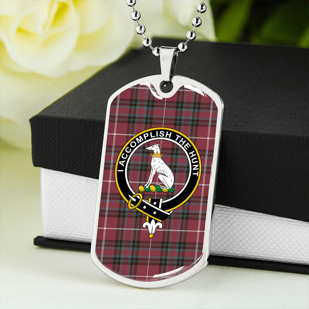 Hunter of Bute (Michael Maroon) Weathered Clan Badge Classic Tartan Dog Tag Necklace