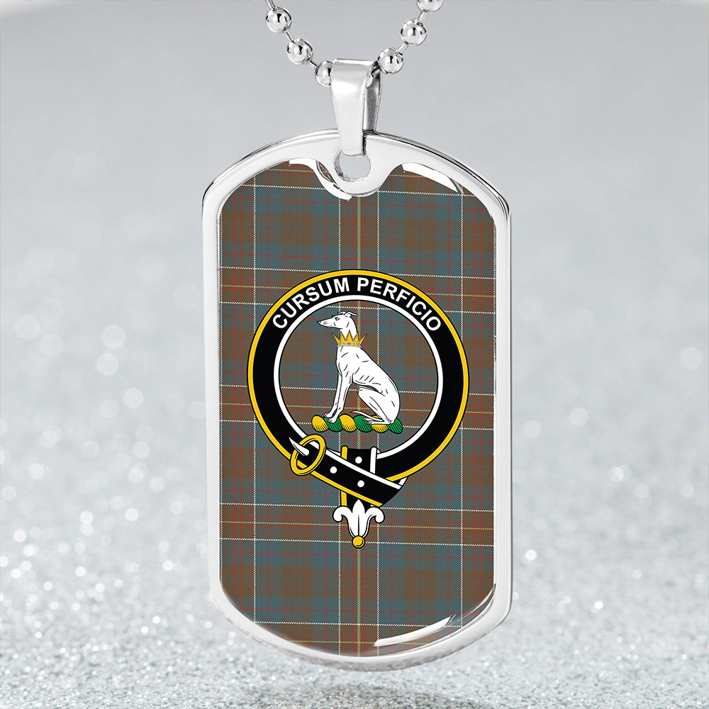 Hunter of Hunterston (Galbraith of Hunterston) Weathered Clan Badge Classic Tartan Dog Tag Necklace