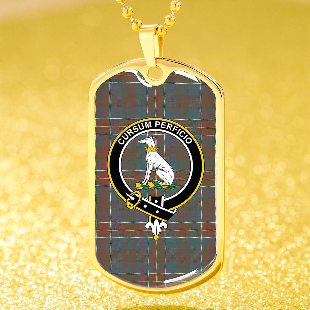 Hunter of Hunterston (Galbraith of Hunterston) Weathered Clan Badge Classic Tartan Dog Tag Necklace