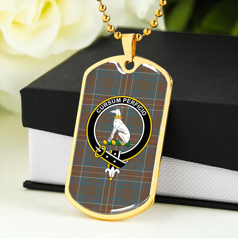 Hunter of Hunterston (Galbraith of Hunterston) Weathered Clan Badge Classic Tartan Dog Tag Necklace