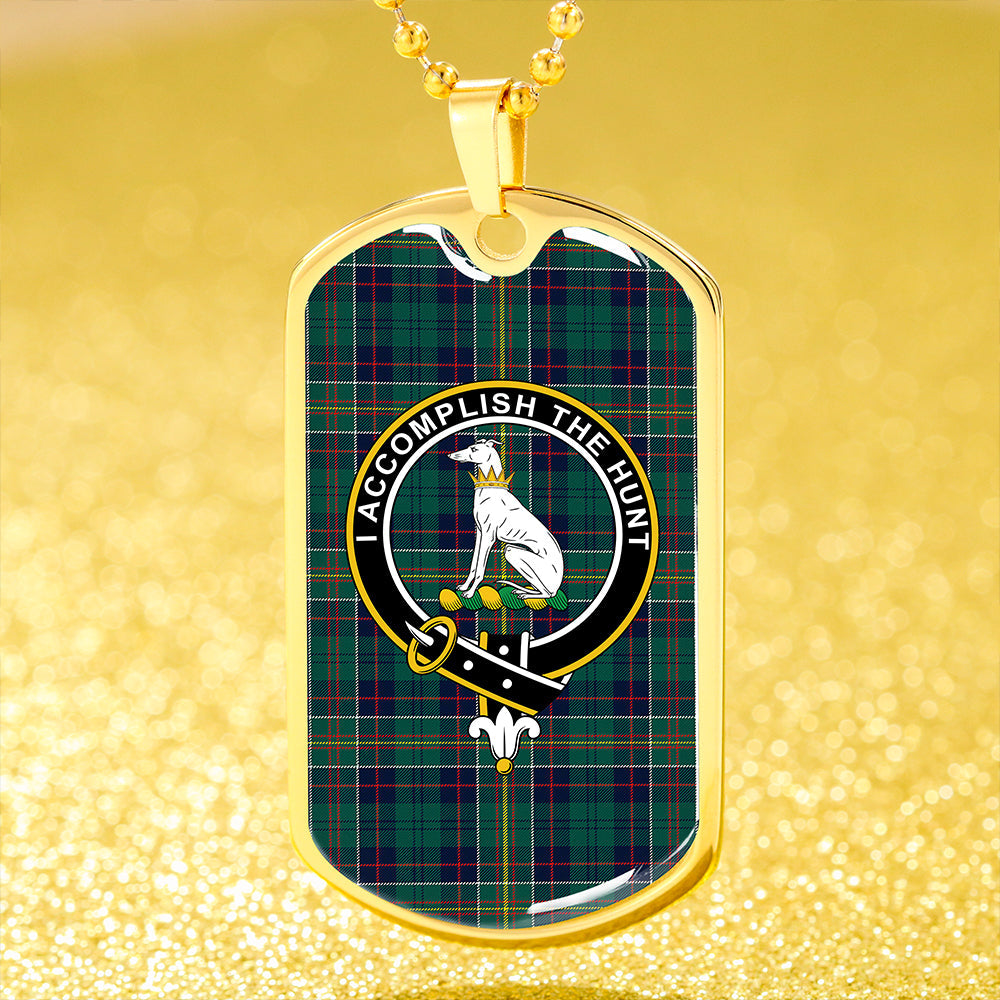 Hunter of Hunterston (Michael of Hunterston) Modern Clan Badge Classic Tartan Dog Tag Necklace