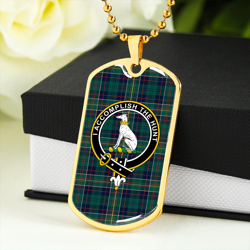 Hunter of Hunterston (Michael of Hunterston) Modern Clan Badge Classic Tartan Dog Tag Necklace