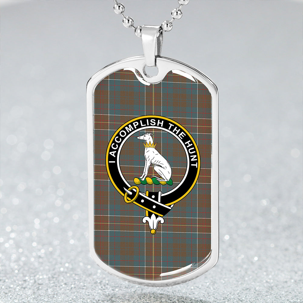 Hunter of Hunterston (Michael of Hunterston) Weathered Clan Badge Classic Tartan Dog Tag Necklace