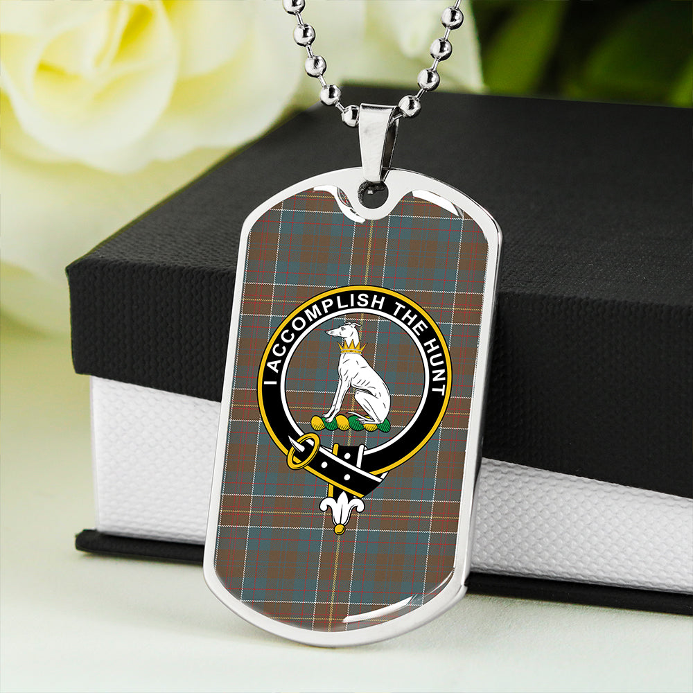 Hunter of Hunterston (Michael of Hunterston) Weathered Clan Badge Classic Tartan Dog Tag Necklace
