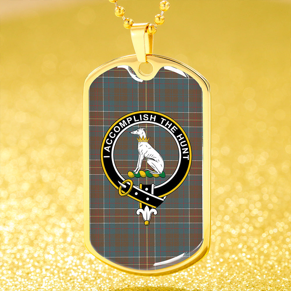 Hunter of Hunterston (Michael of Hunterston) Weathered Clan Badge Classic Tartan Dog Tag Necklace