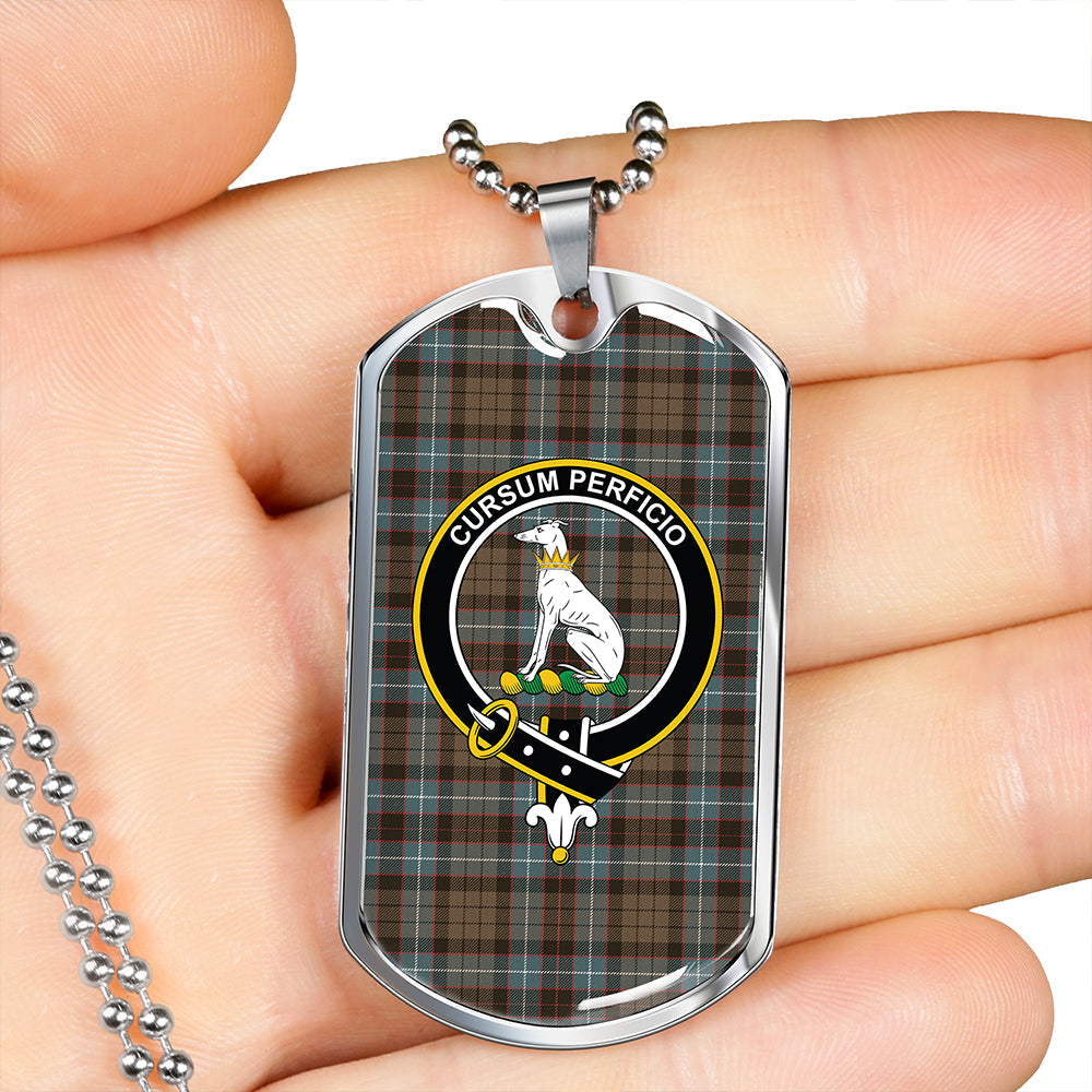 Hunter of Peebleshire Weathered Clan Badge Classic Tartan Dog Tag Necklace