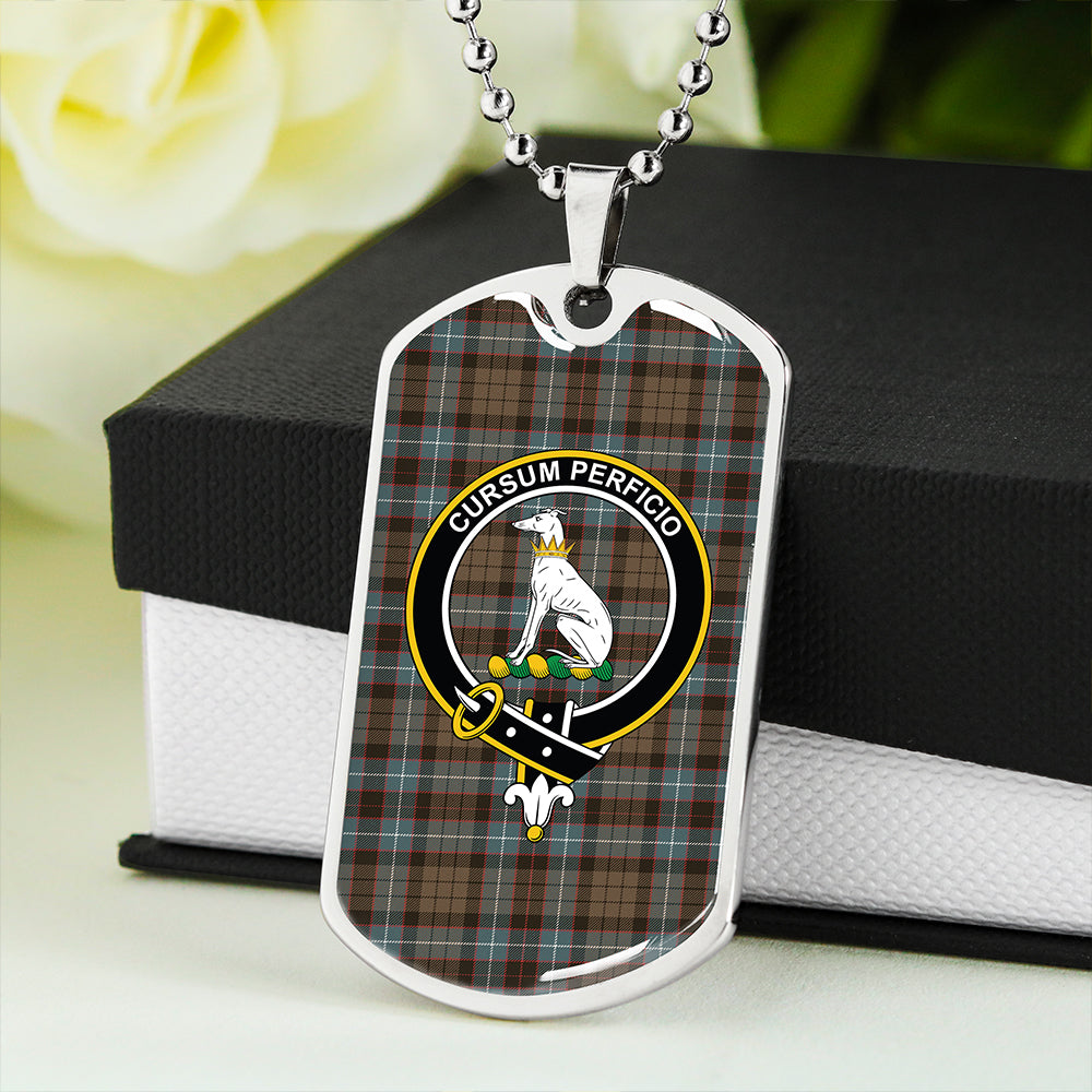 Hunter of Peebleshire Weathered Clan Badge Classic Tartan Dog Tag Necklace