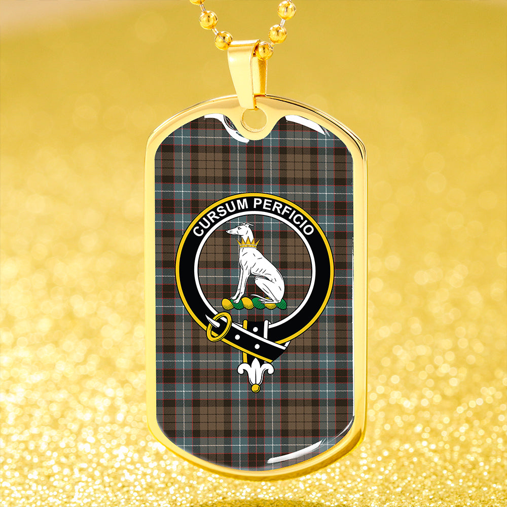 Hunter of Peebleshire Weathered Clan Badge Classic Tartan Dog Tag Necklace