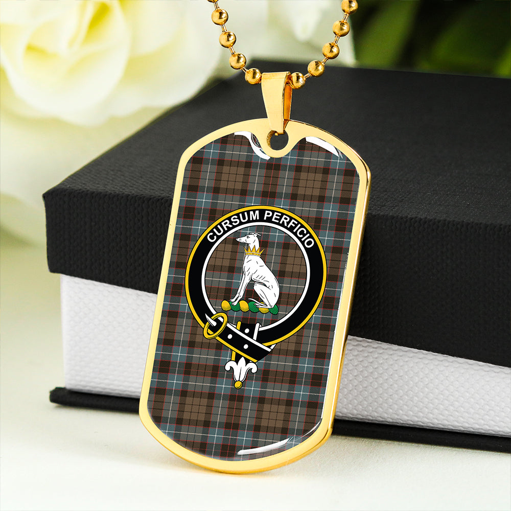 Hunter of Peebleshire Weathered Clan Badge Classic Tartan Dog Tag Necklace