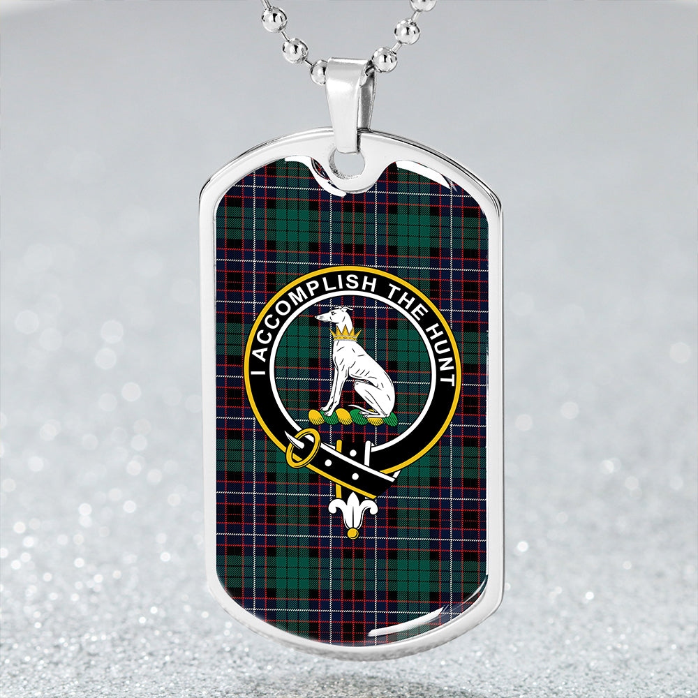 Hunter of Peebleshire (Michael of Peebleshire) Modern Clan Badge Classic Tartan Dog Tag Necklace