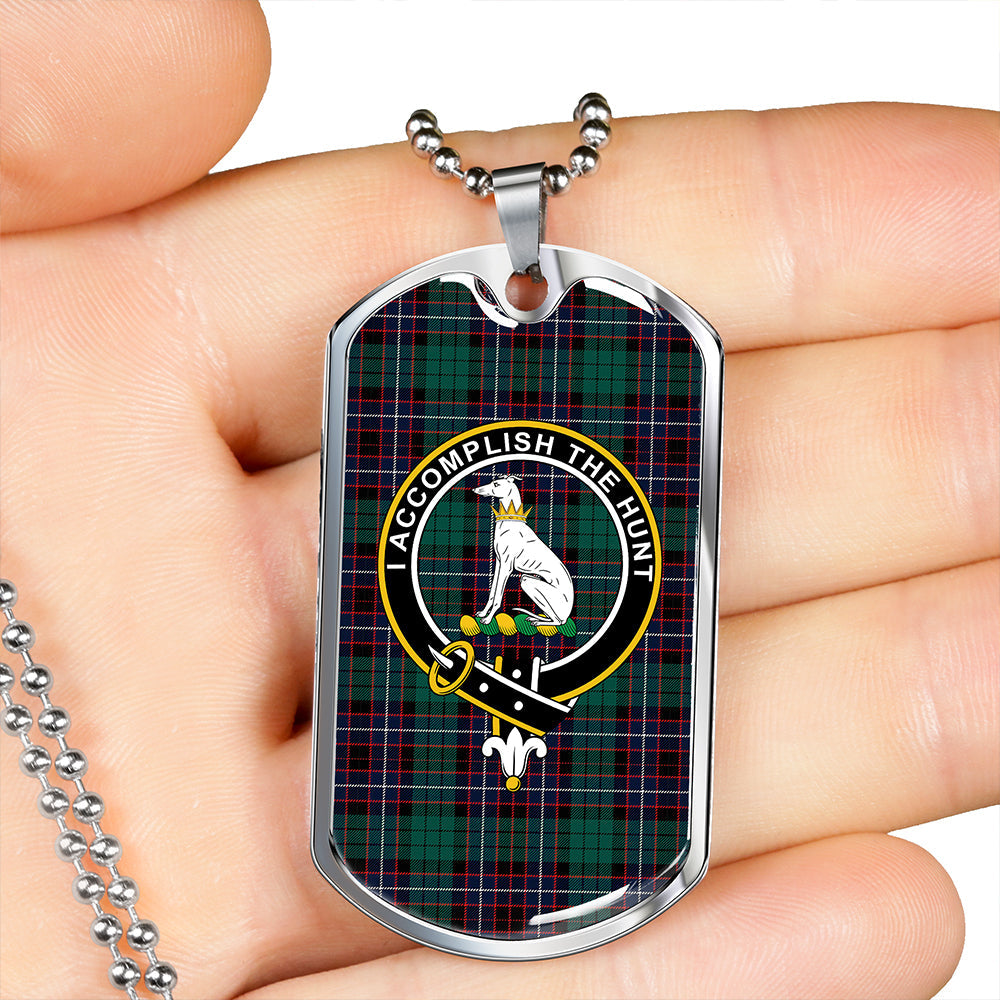 Hunter of Peebleshire (Michael of Peebleshire) Modern Clan Badge Classic Tartan Dog Tag Necklace