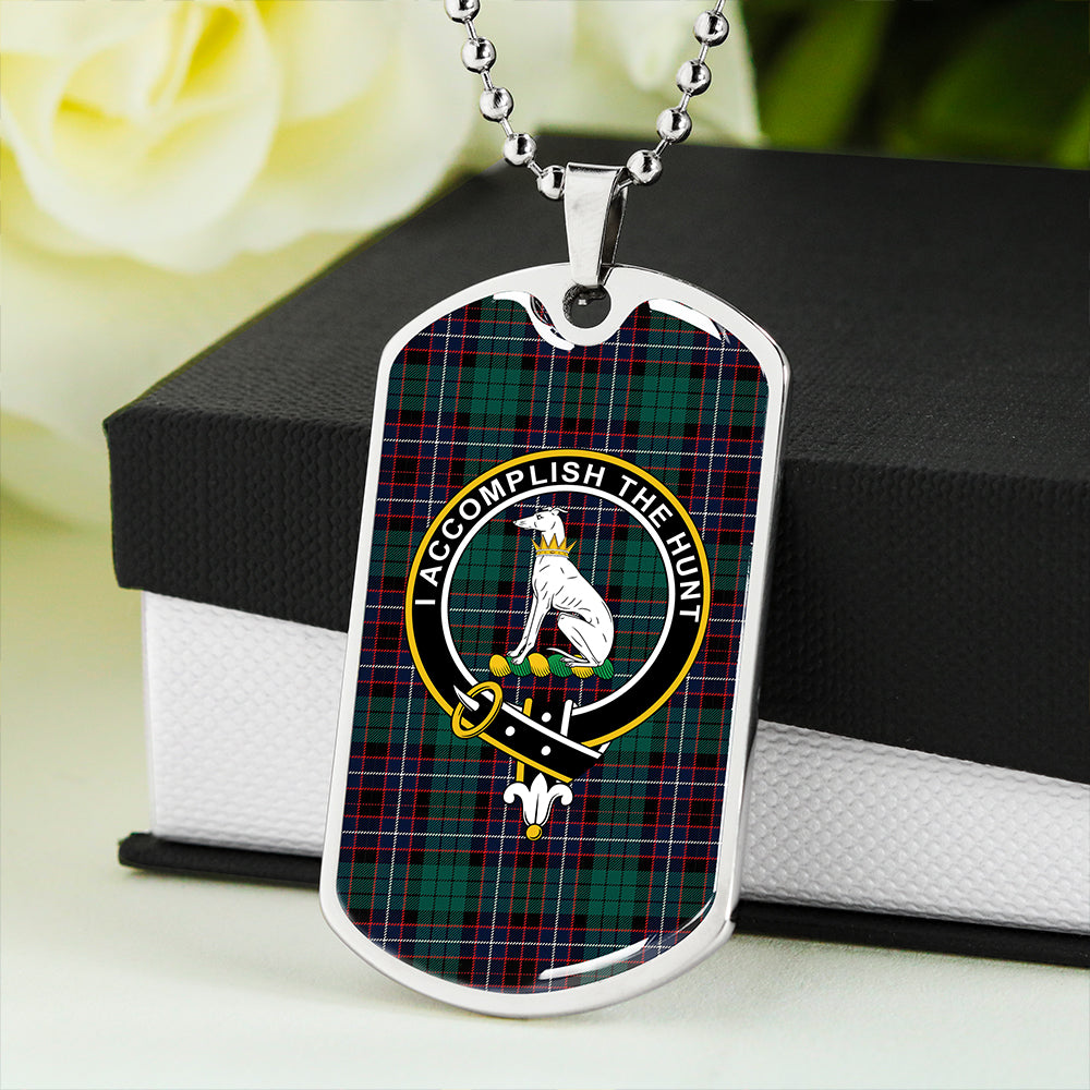 Hunter of Peebleshire (Michael of Peebleshire) Modern Clan Badge Classic Tartan Dog Tag Necklace