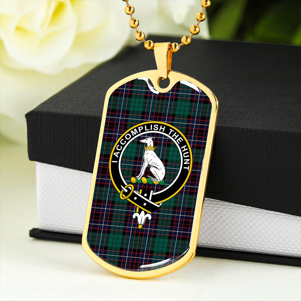 Hunter of Peebleshire (Michael of Peebleshire) Modern Clan Badge Classic Tartan Dog Tag Necklace