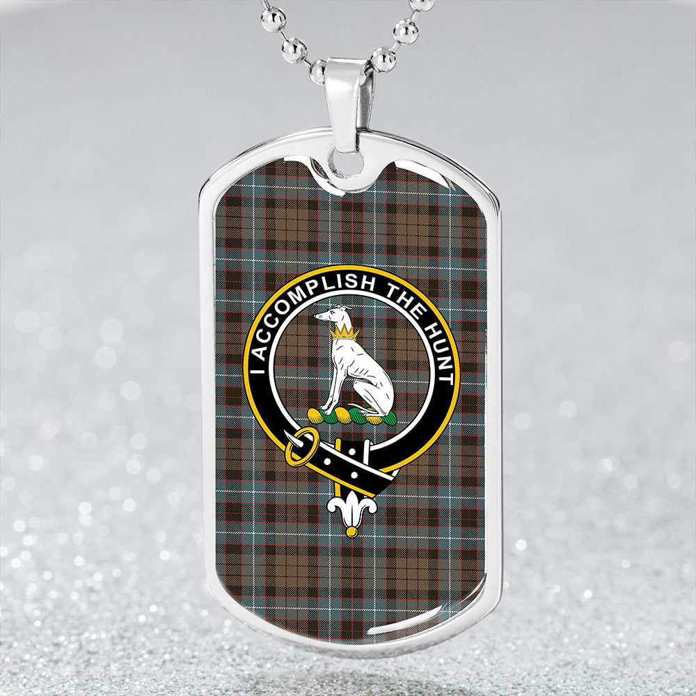 Hunter of Peebleshire (Michael of Peebleshire) Weathered Clan Badge Classic Tartan Dog Tag Necklace