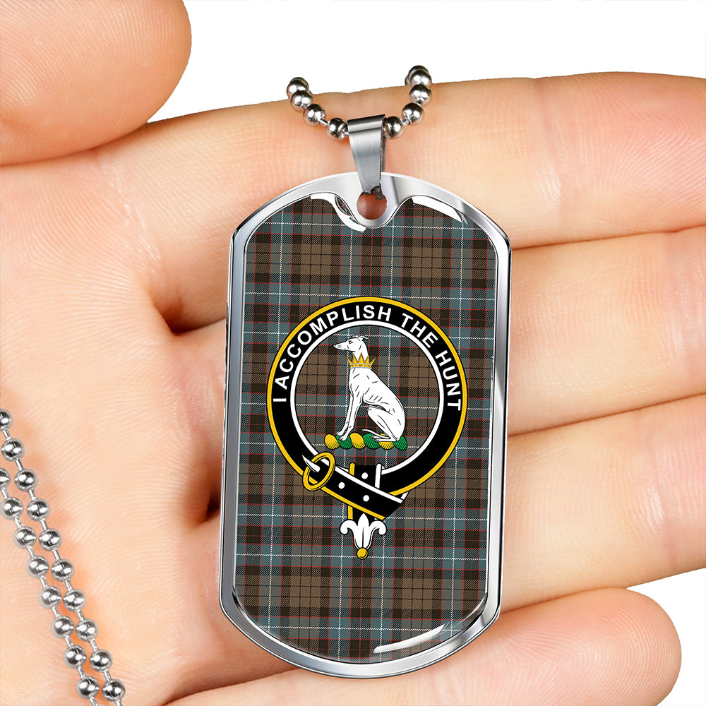 Hunter of Peebleshire (Michael of Peebleshire) Weathered Clan Badge Classic Tartan Dog Tag Necklace