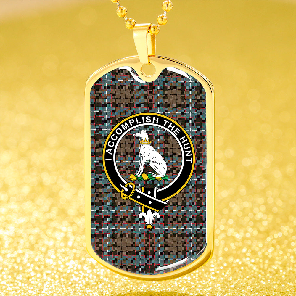 Hunter of Peebleshire (Michael of Peebleshire) Weathered Clan Badge Classic Tartan Dog Tag Necklace