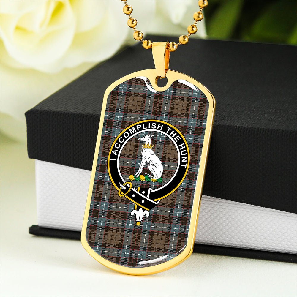 Hunter of Peebleshire (Michael of Peebleshire) Weathered Clan Badge Classic Tartan Dog Tag Necklace