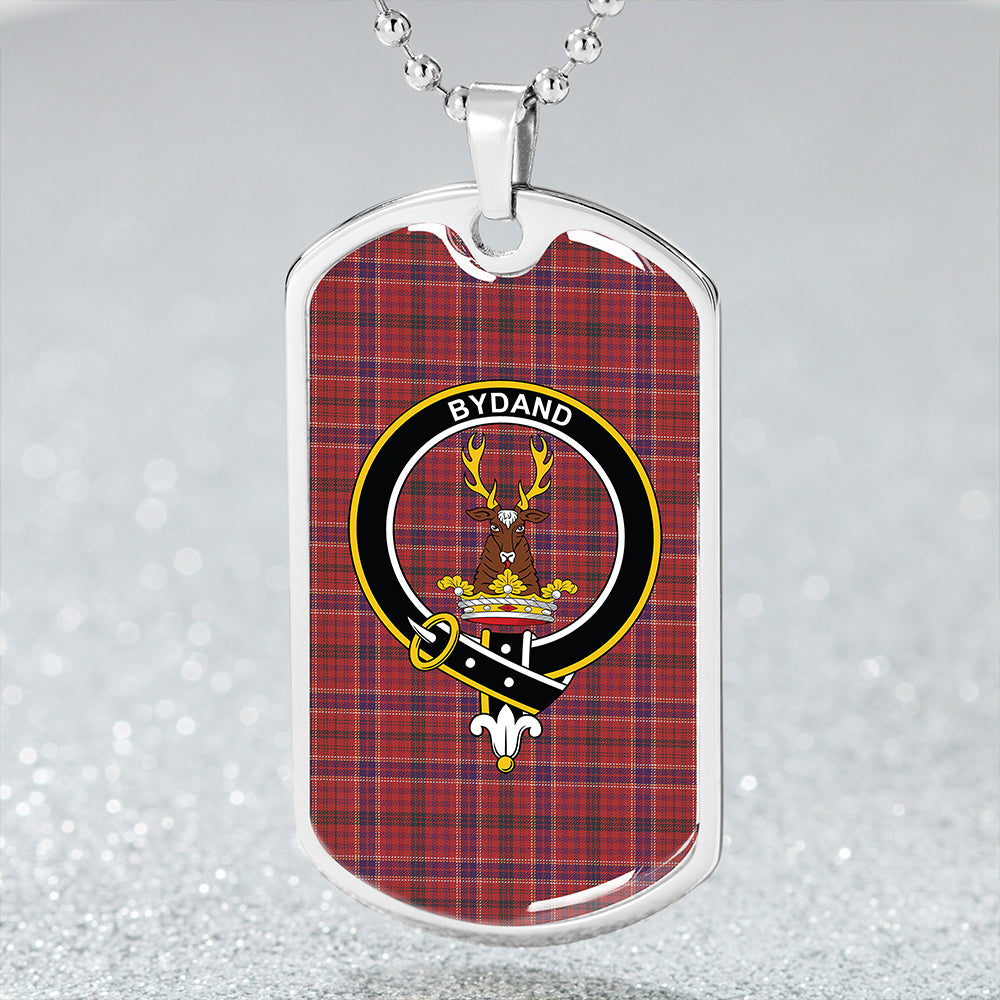 Huntly District (Marchioness of Huntly) Weathered Clan Badge Classic Tartan Dog Tag Necklace