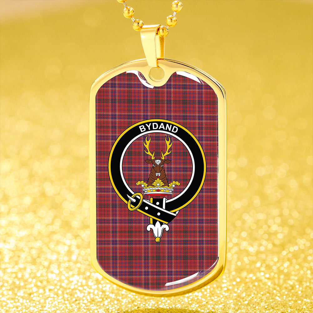 Huntly District (Marchioness of Huntly) Weathered Clan Badge Classic Tartan Dog Tag Necklace
