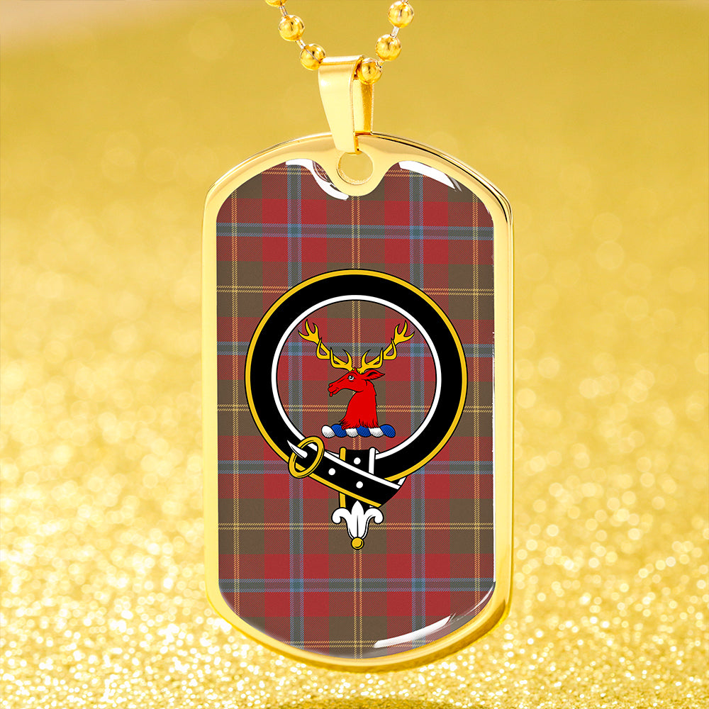 Hutcheson Weathered Clan Badge Classic Tartan Dog Tag Necklace