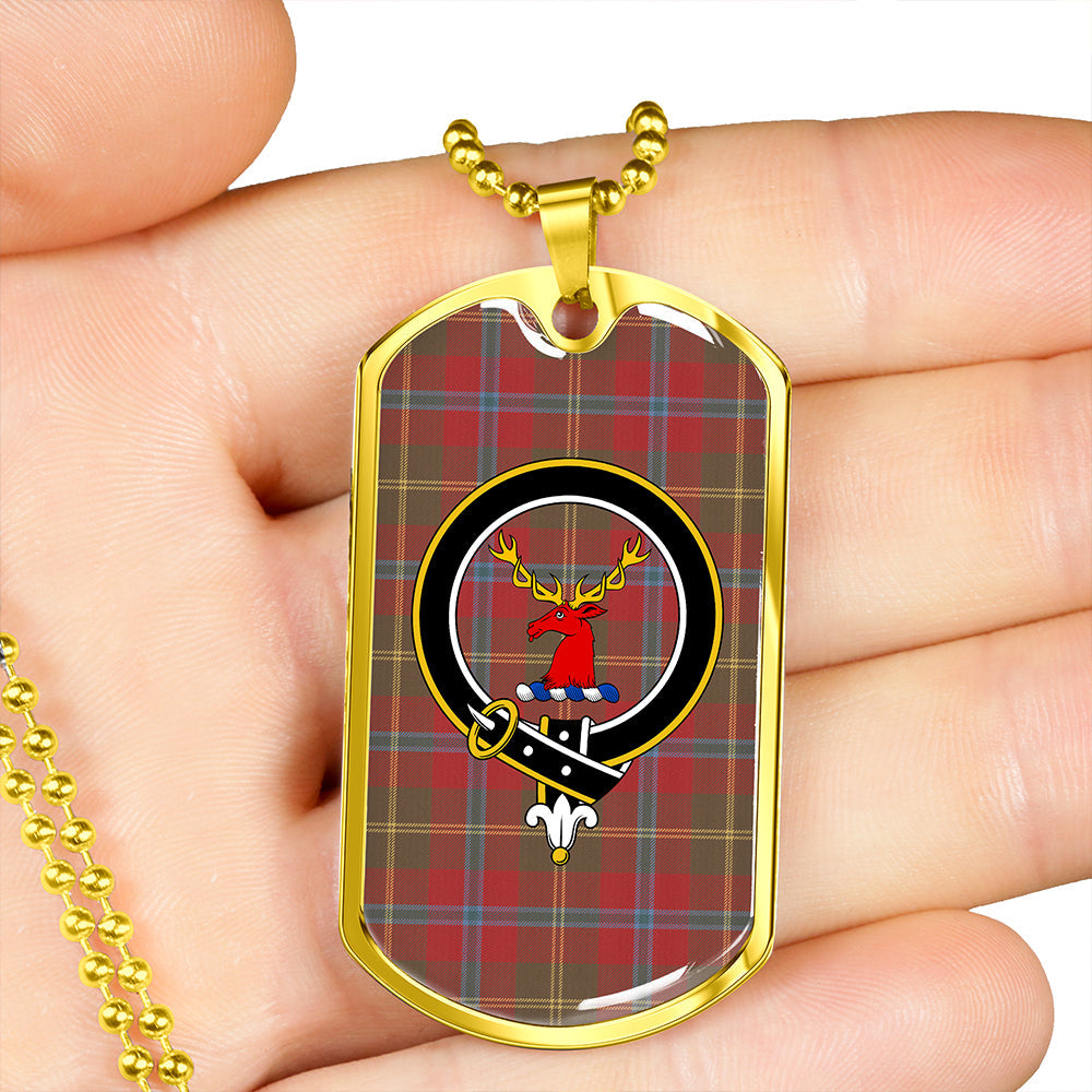 Hutcheson Weathered Clan Badge Classic Tartan Dog Tag Necklace