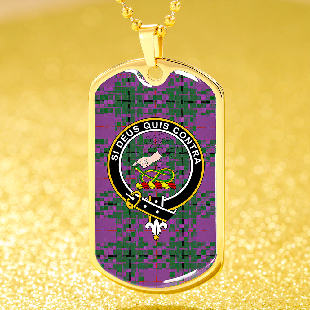 Hutton Ancient Clan Badge Classic Tartan Dog Tag Necklace