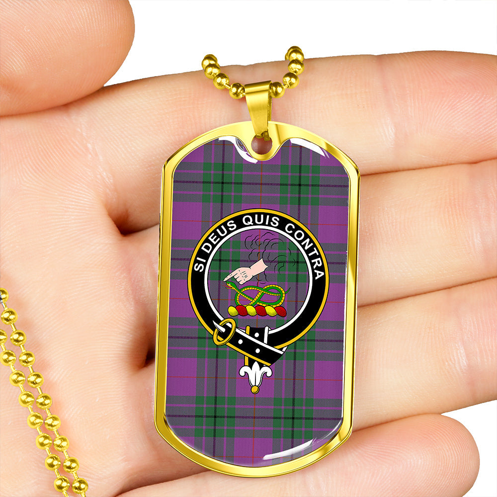 Hutton Ancient Clan Badge Classic Tartan Dog Tag Necklace