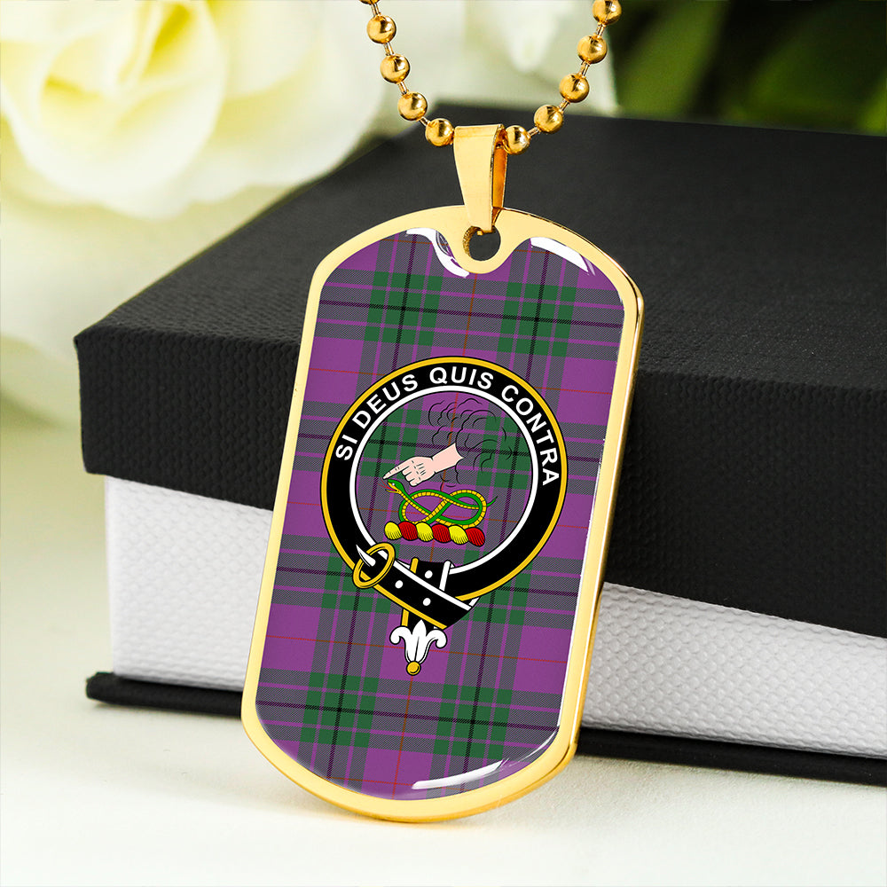Hutton Ancient Clan Badge Classic Tartan Dog Tag Necklace