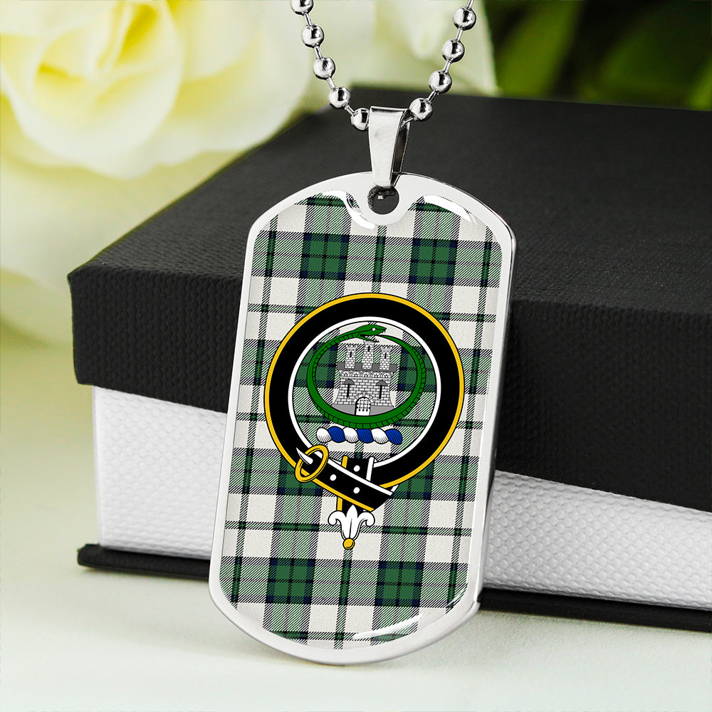 Innes Green Dress Weathered Clan Badge Classic Tartan Dog Tag Necklace