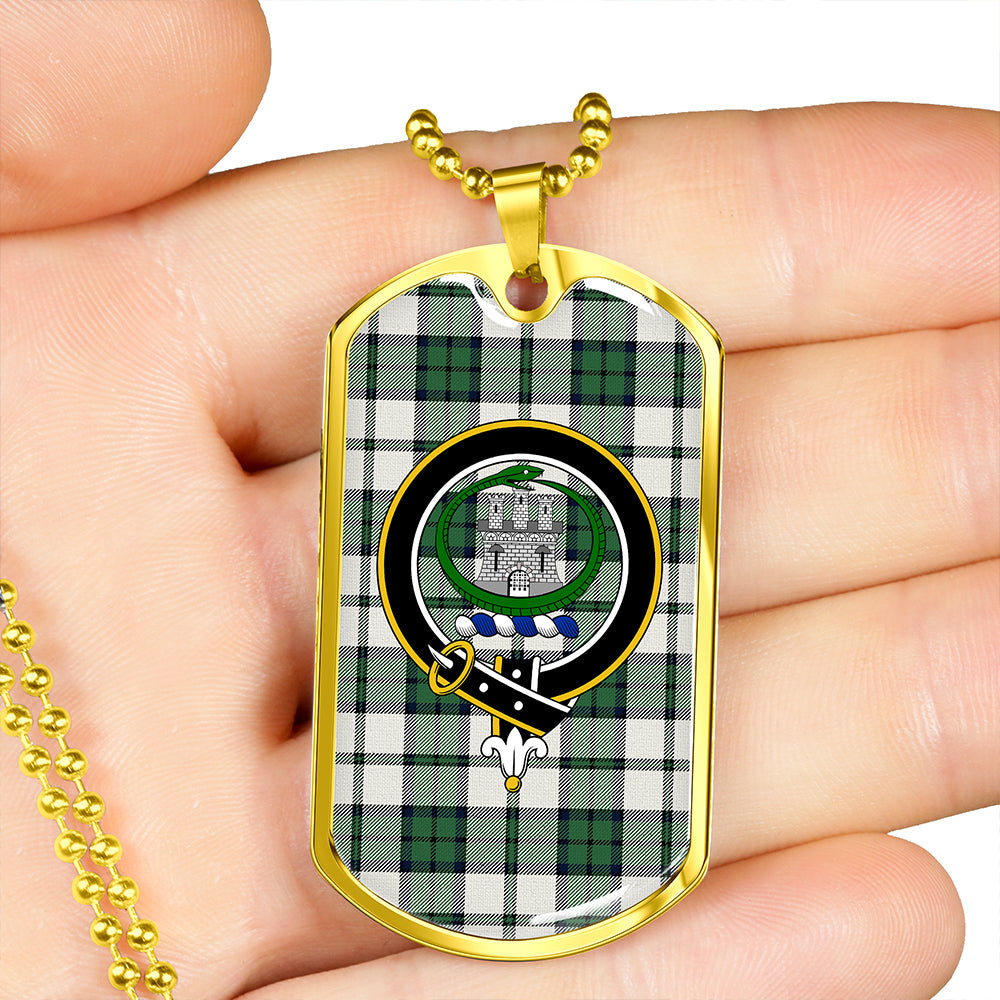 Innes Green Dress Weathered Clan Badge Classic Tartan Dog Tag Necklace