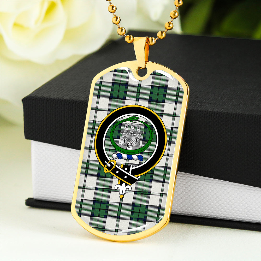 Innes Green Dress Weathered Clan Badge Classic Tartan Dog Tag Necklace