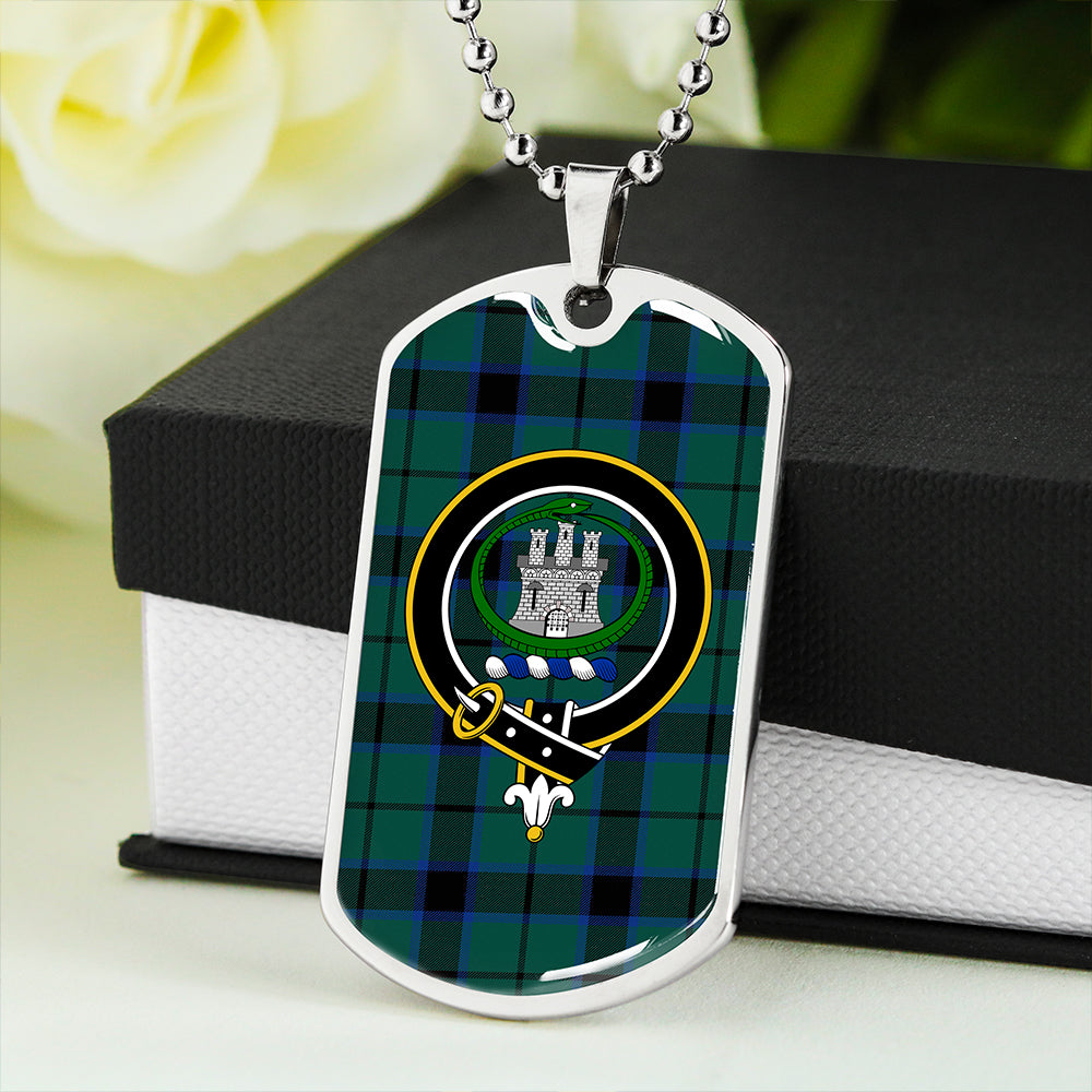 Innes Hunting Lyon Weathered Clan Badge Classic Tartan Dog Tag Necklace