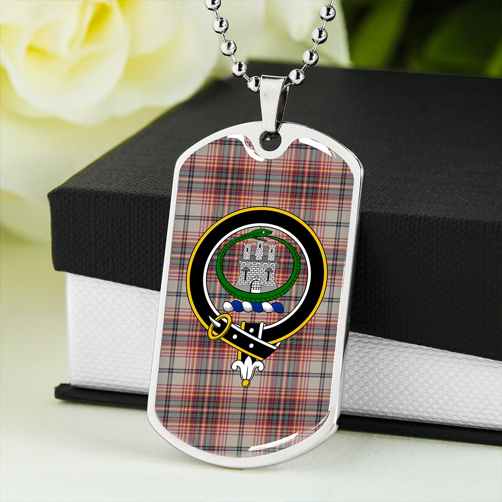 Innes Red Modern Clan Badge Classic Tartan Dog Tag Necklace