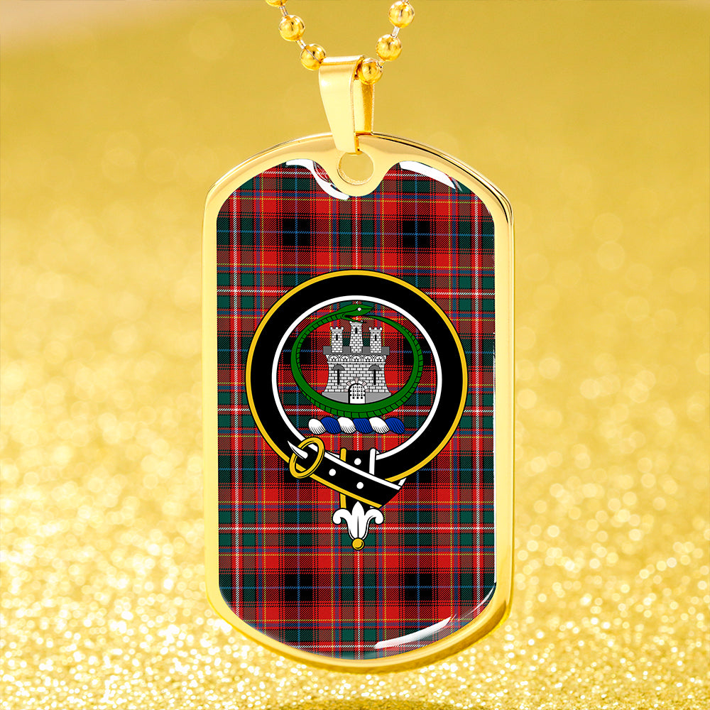 Innes Red Weathered Clan Badge Classic Tartan Dog Tag Necklace