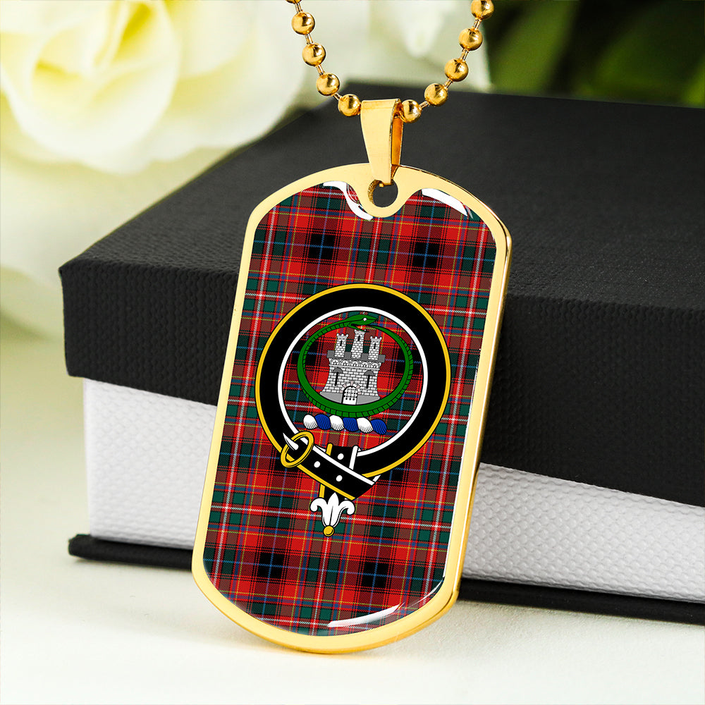 Innes Red Weathered Clan Badge Classic Tartan Dog Tag Necklace
