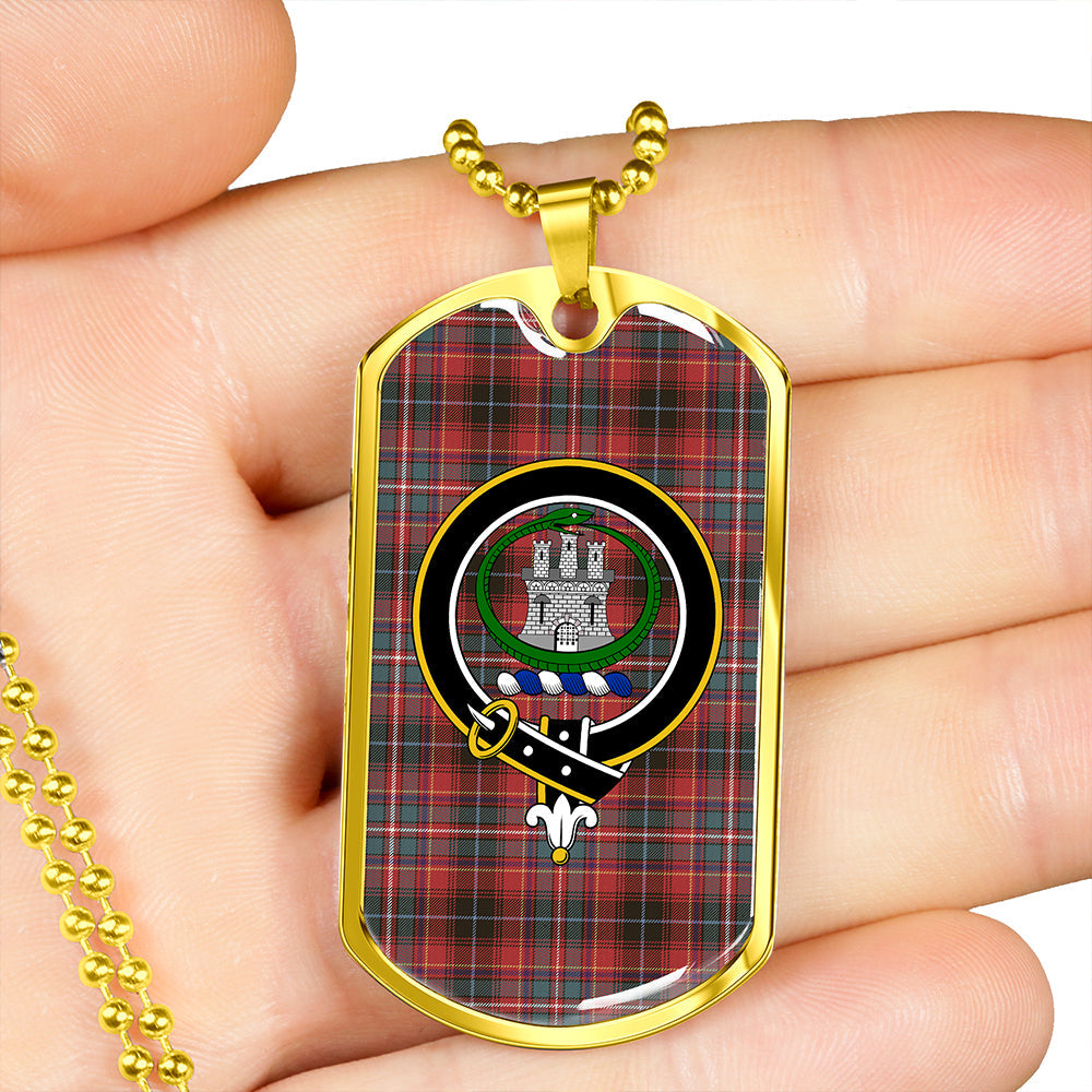 Innes Weathered Clan Badge Classic Tartan Dog Tag Necklace