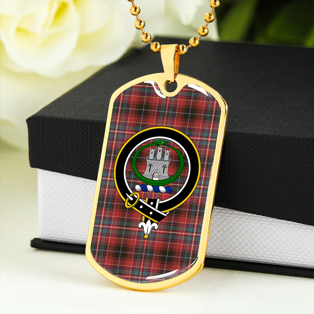 Innes Weathered Clan Badge Classic Tartan Dog Tag Necklace