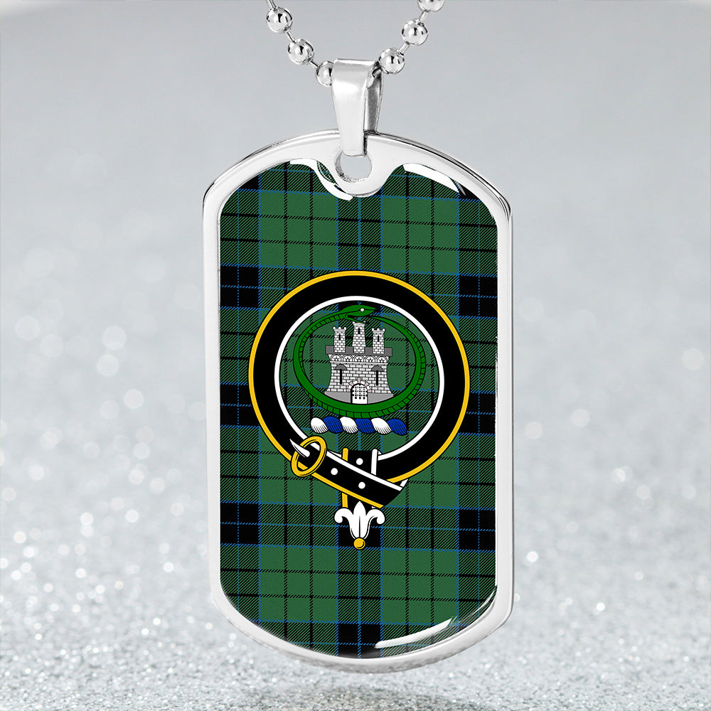 Innes (Georgina) Weathered Clan Badge Classic Tartan Dog Tag Necklace