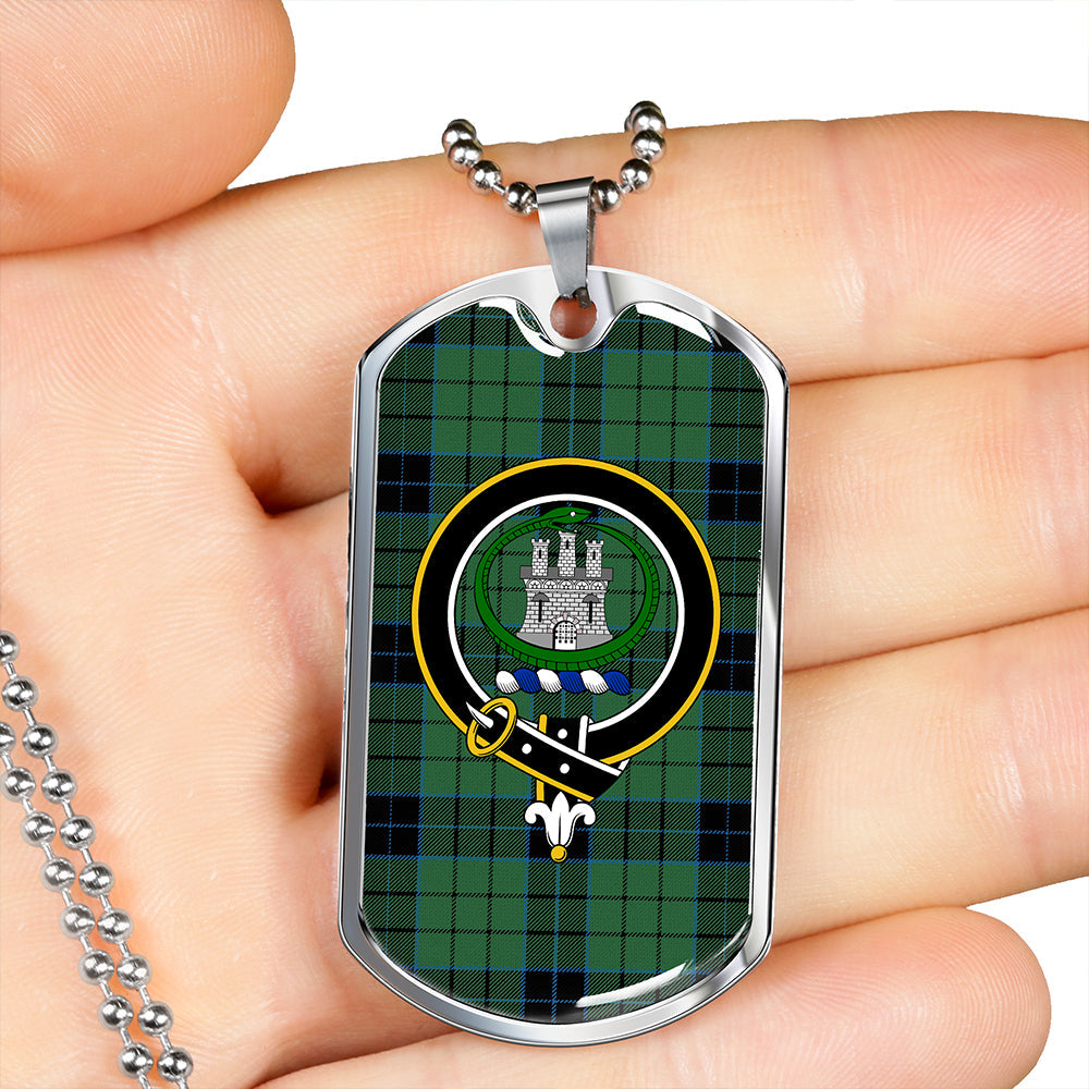Innes (Georgina) Weathered Clan Badge Classic Tartan Dog Tag Necklace