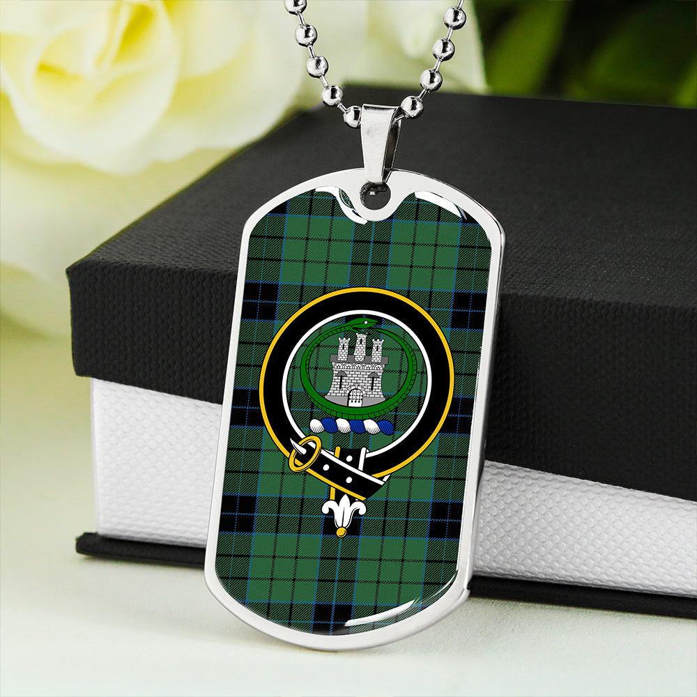 Innes (Georgina) Weathered Clan Badge Classic Tartan Dog Tag Necklace