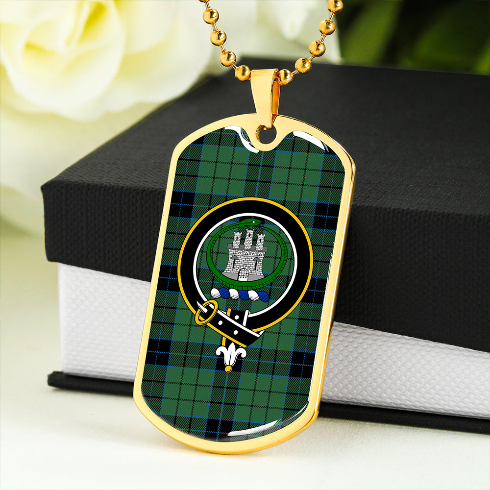 Innes (Georgina) Weathered Clan Badge Classic Tartan Dog Tag Necklace