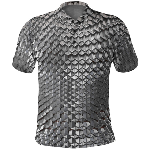 Viking Polo Shirt Iron Chain Armor on White Background