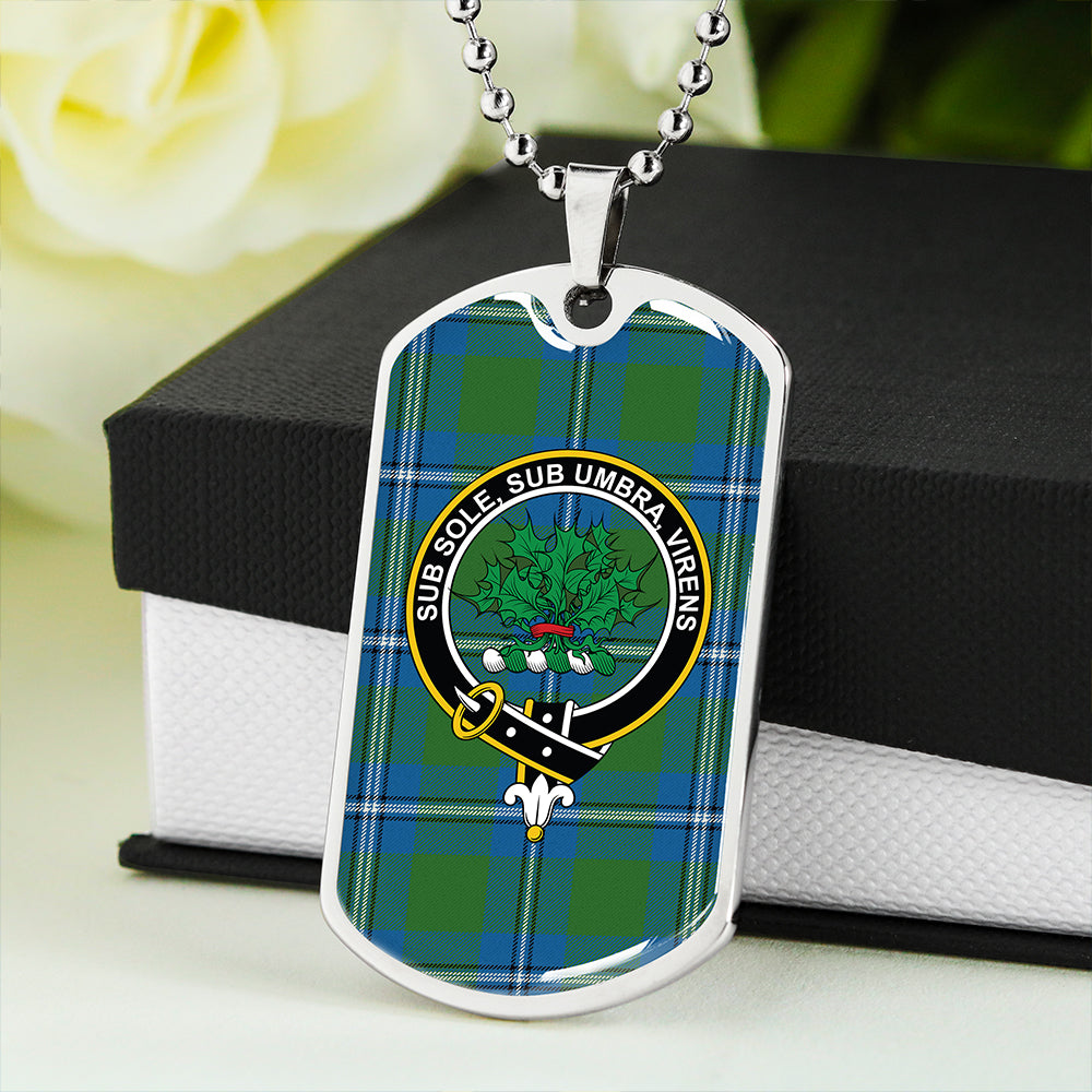 Irvine Ancient Clan Badge Classic Tartan Dog Tag Necklace
