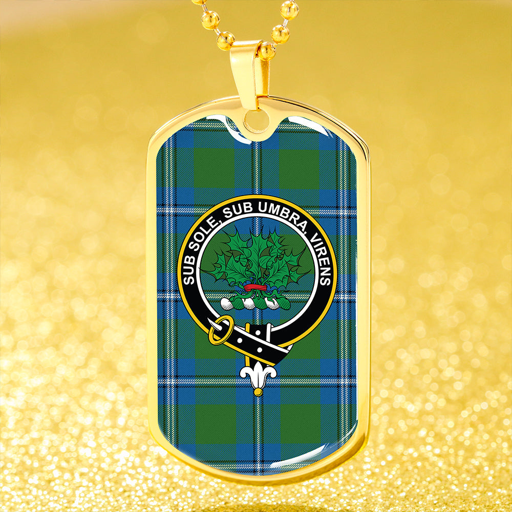 Irvine Ancient Clan Badge Classic Tartan Dog Tag Necklace