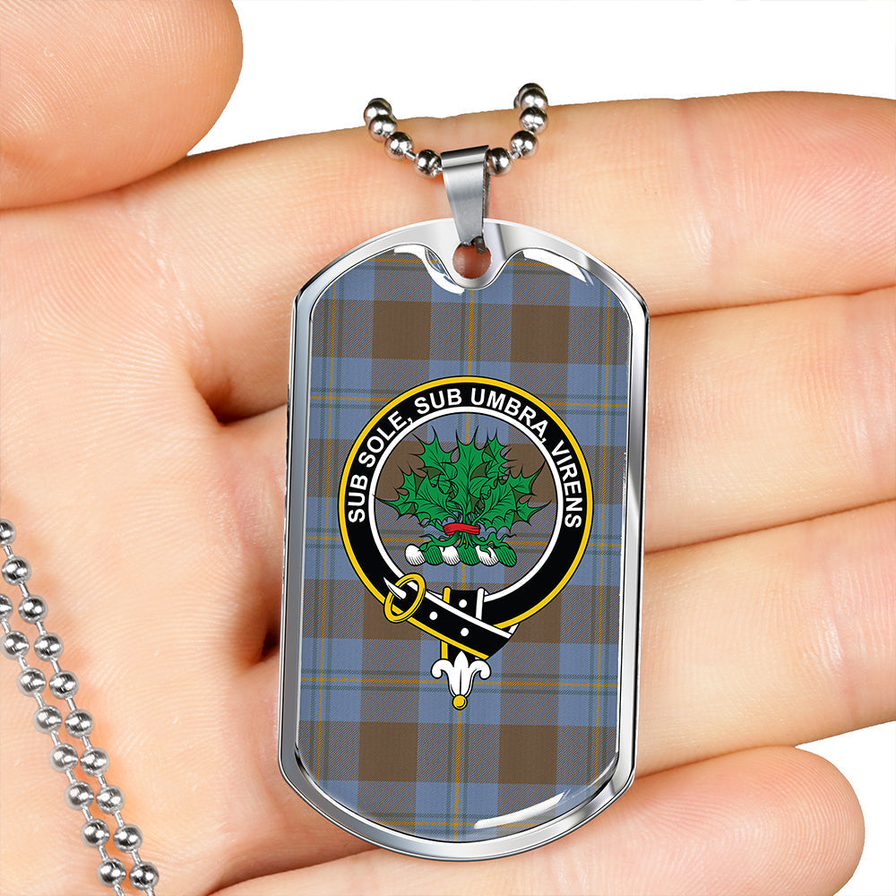 Irvine of Bonshaw Weathered Clan Badge Classic Tartan Dog Tag Necklace